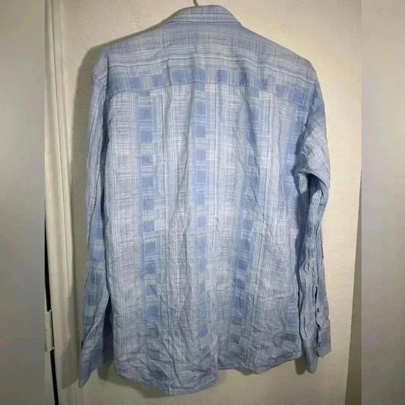 Luchiano Visconti Black Mens Blue White Long Sleeve Button Down Shirt Size M - Picture 8 of 9